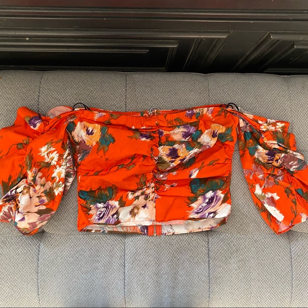 H&M Floral Off the Shoulder Crop Top